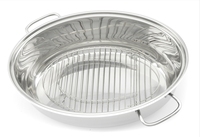 Plat à rôtir ovale en acier inoxydable pour dinde avec couvercle et fond encapsulé pour four et cuisinière à induction