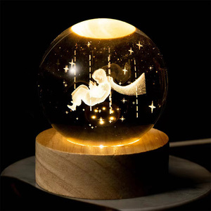 3D arte bola <span class=keywords><strong>de</strong></span> cristal lámpara <span class=keywords><strong>de</strong></span> noche bola decoración USB Led luces <span class=keywords><strong>de</strong></span> noche escritorio decoración <span class=keywords><strong>del</strong></span> hogar lámpara <span class=keywords><strong>de</strong></span> Saturno 50 dormitorio pequeño 60 5W DC 6V - Product Image 2