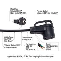 Câble adaptateur d'alimentation Schuko Type F à angle droit vers 14-50R, 3G1.5mm² H05VV-F 105C VDE, faisceau de câbles personnalisé pour camping-car et motorhome