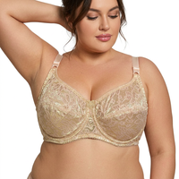 Sofort Lieferbar Übergrößen-BH aus Polyester/Baumwolle Atmungsaktiver Spitzen-BH mit Bügel Dünner Vollschalen-BH mit Großer Brustunterstützung Übergrößen-BH