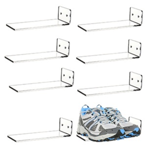 6 Pack Acrylic Collectible Floating Wall Mounted <b>Shoe</b> Rack Clear Sneaker <b>Display</b> <b>Levitating</b> JIC Brand America Origin - Product Image 3