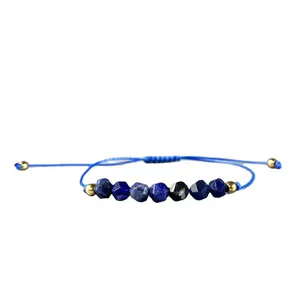 Bracciale in pietra naturale con gemma di zaffiro blu sfaccettato da 6mm per adolescenti all'ingrosso