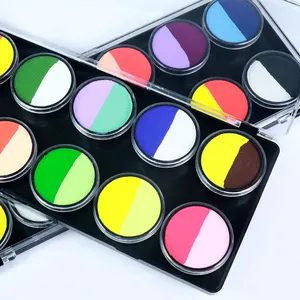 Tavolozza eyeliner 12 colori attivata ad acqua pastello uv neon tavolozza professionale per la vernice del corpo del viso bagliore nel buio per il trucco