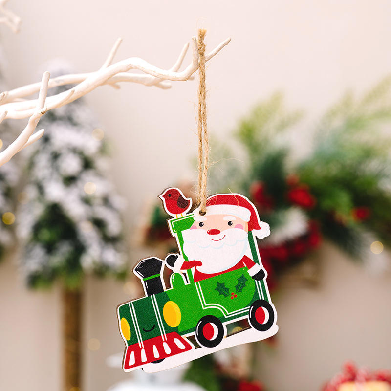 Colorful Santa wooden pendant