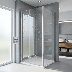 Cabine de douche carrée standard allemande 90x90 avec portes pivotantes doubles et revêtement en verre trempé <span class=keywords><strong>anti</strong></span>-<span class=keywords><strong>calcaire</strong></span> - Product Image 1