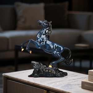 Ornement Cheval du Succès en Bronze Bleu Coloré, Cheval au Galop, Décoration de Bureau, Feng Shui, Cadeau de Bureau - Product Image 2