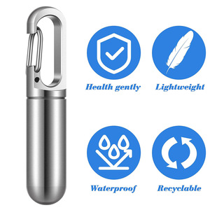 Portapillole Portatile in Acciaio Inossidabile con Portachiavi, Piccolo Contenitore Impermeabile con Design Flessibile per Uso come Strumento - Product Image 3