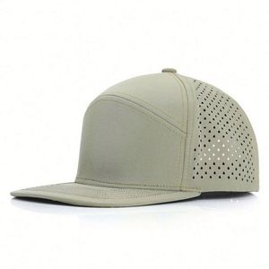 Wholesale Oem Custom High Quality 7 Panel <b>Flat</b> Bill PVC Patch Logo Sport Snapback Cap Waterproof Laser Cut Hole Perforated <b>Hat</b> - Product Image 4