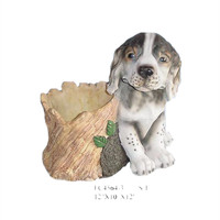 Pot de fleurs en résine artisanal écologique personnalisé, support de pot de fleurs en forme de chien mignon pour la décoration de la maison et du jardin