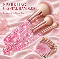 Ensemble de 18 pinceaux de maquillage professionnels scintillants pour fond de teint, anticernes, fard à paupières, pinceaux de mélange, pinceaux cosmétiques en cristal