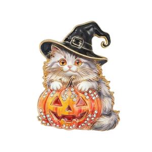 Pins Metálicos de Aleación de Zinc <span class=keywords><strong>con</strong></span> Diseño de Calabaza Negra, <span class=keywords><strong>Jack</strong></span> O' Lantern y Bruja de Halloween, <span class=keywords><strong>con</strong></span> Recubrimiento de Níquel, Unisex para Ropa y Bolsos - Product Image 3