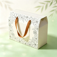 Boîte en papier ondulé de luxe gaufrée, écologique, recyclable, avec poignée, logo personnalisé, boîte cadeau en papier, vente en gros