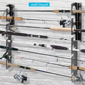 ชั้นวางคันเบ็ดตกปลา,ราว11ตัวเหล็กสีดำจัดระเบียบแกนและรีลคอมโบ1ชิ้น - Product Image 3