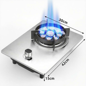 Cuisinière à <span class=keywords><strong>Gaz</strong></span> Encastrable 1 Brûleur, Panneau en Acier Inoxydable, Allumage Électronique, Protection Flamme, Plaques de Cuisson Professionnelles - Product Image 2
