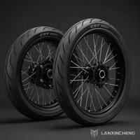 Ensemble de roues Supermoto Surron Ultra Bee 17 pouces avec moyeu CNC usiné et jante à rayons noire pour moto électrique tout-terrain, prêt pour la piste