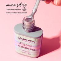 SAGALAGA Vernis Gel Magnétique Professionnel Effet Oeil de Chat Aurore Pailleté Scintillant Soak Off pour Manucure Service Personnalisé