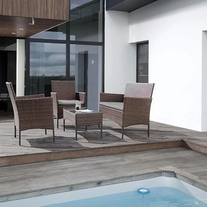 Hot Sale 4PCS <b>Outdoor</b> Patio Furniture Set Breathable Fabric Cushions <b>Rattan</b> Wicker <b>Sofa</b> for Porch Garden and Yard Relaxation - Product Image 1