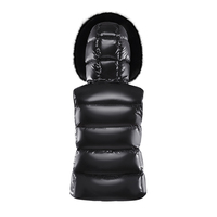 Stand Rembourrage Bulle Hiver Col Léger Gilets Femmes Solide Fermeture Éclair Manteaux Taille Haute Gilets Avec Capuche