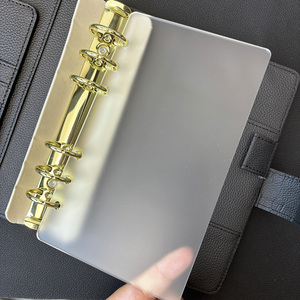 Cruscotti in acrilico nero opaco copertura raccoglitore A6 fai da te Notebook 6 fori oro argento metallo rotondo anello acrilico divisori per Budgeting - Product Image 6