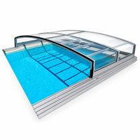 Penutup Kolam Renang Otomatis Premium Tahan Lama dari Bahan PC, Anti UV, Aman untuk Kolam Renang Dalam Tanah, Mudah Dipasang