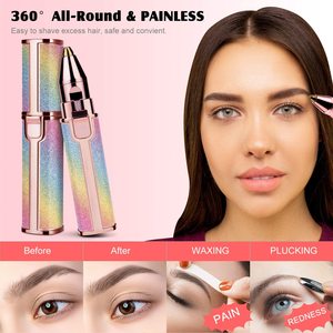 Augenbrauenrasierer Gesichtshaarentfernung 2-in-1 Augenbrauentrimmer und Epilierer Schmerzloser Haarentferner Wiederaufladbarer Gesichtsrasierer mit LED-Licht - Product Image 3