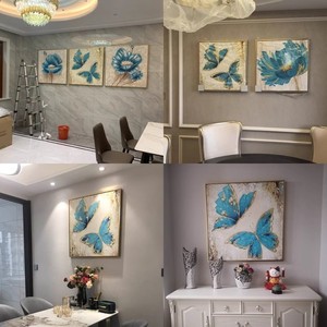 Abstract Butterfly Oil <b>Painting</b> Metal <b>Frame</b> 3D Effect Living Room Decor Modern Minimalist Entryway Wall Art - Product Image 4