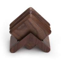 Ensemble de 6 tasses de café, sous-tasses, soucoupes et tapis de bol en noyer noir, en bois massif, pour le bureau, 6 pièces