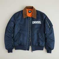 Fabricant OEM, veste bomber courte vintage matelassée, veste de pilote en nylon de haute qualité pour hommes, logo personnalisé, broderie, patchwork