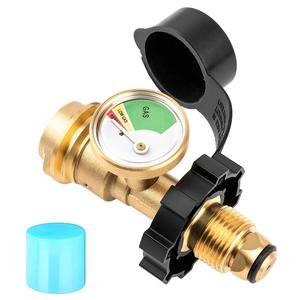Adattatore in ottone per serbatoio di propano da 20-50 libbre, tipo POL, con manometro, converte la valvola di servizio del serbatoio GPL POL a QCC1 / Tipo 1 - Product Image 1