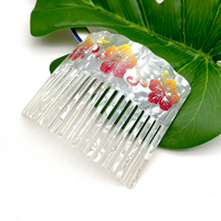 Peignes à cheveux en acrylique tendance, imprimés Plumeria Frangipani, accessoires pour cheveux pour femmes et filles