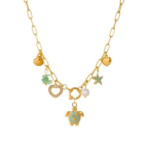 Collana con Ciondolo Tartaruga Marina Boho, Placcata in Oro 18k, Acciaio Inossidabile Antiossidante, Ipoallergenica, Gioielli Stile Spiaggia - Product Image 6