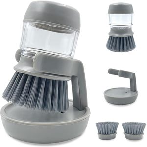 Cepillo de limpieza ecológico al por mayor para cocina doméstica, con dispensador de jabón para platos, cerdas suaves y mango de nailon. - Product Image 1