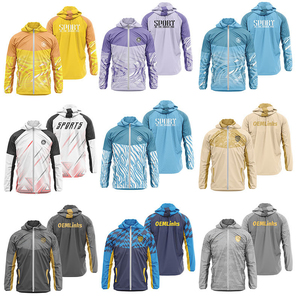 Veste de sport coupe-vent intégrale personnalisée par sublimation thermique à manches longues, avec capuche, pour club sportif - Product Image 2