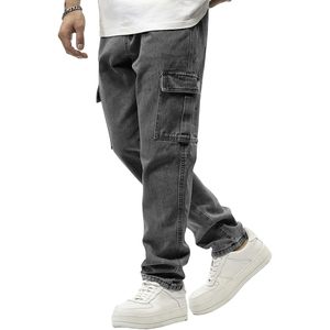 Jean Cargo Homme FOXA en Denim Extensible, Taille Élastique avec Cordon de Serrage, Coupe Décontractée, Vêtement Décontracté, Coton Mi-Lourd Respirant - Product Image 1