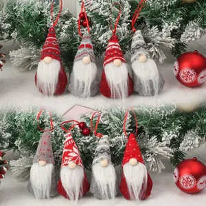 Gnomos suecos de Papá Noel hechos a mano, gnomos de felpa colgantes para decoración de árbol de Navidad, suministros para fiestas - Product Image 3