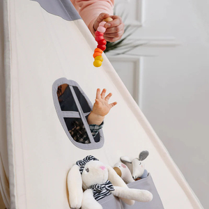 Carpa <span class=keywords><strong>Tipi</strong></span> Grande y Portátil de Algodón para Niños, Carpa de Juego Interior/Exterior de Madera para Decoración de Habitación de Bebé - Product Image 2