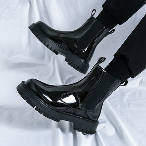 Bottes Chelsea montantes confortables en cuir blanc avec surpiqûres durables pour hommes - Product Image 3