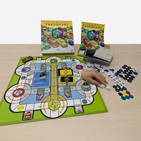 Jeu de société et de table personnalisé Taxi Park avec stratégie économique urbaine, carte de ville en carton gris et jetons de véhicules pour enfants et jeux en famille