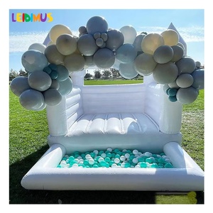 <span class=keywords><strong>Château</strong></span> de douche de bébé fermé 10x10 7.5x4x3m de haut maison de rebond blanche avec 2 diapositives - Product Image 3