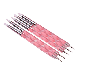 Poignée en Silicone brosse à ongles cire <span class=keywords><strong>crayon</strong></span> cire stylo usine vente en gros Double tête <span class=keywords><strong>acrylique</strong></span> Nail Art brosse ronde Art <span class=keywords><strong>blanc</strong></span> Nylon 10 ensembles - Product Image 4