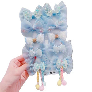 인기 폭발 저렴한 스윗 모던 여아용 헤어핀 10종 세트 패션 컬러풀 패브릭 리본 헤어핀 액세서리 - Product Image 6