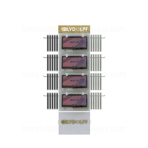 Support de présentation rotatif à 4 faces en métal pour cosmétiques avec crochets 360 °   Étagère au sol pour les trousses de maquillage et les produits de soin de la peau - Product Image 3