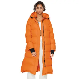 Wholesale Winter 700 Filling Power Custom Women Hooded Long Puffer Down Jacket Coats For Women