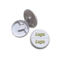 Découpe-comprimés portable personnalisé avec logo, boîte de rangement ronde en plastique pour médicaments, idéal pour les cadeaux promotionnels