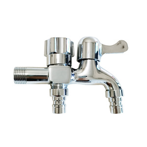 Robinet à eau double en cuivre, une entrée, deux sorties, pour machine à laver, évier, installation manuelle, alliage de zinc poli - Product Image 3