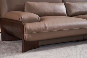 Ensemble de lit d'angle en cuir véritable réglable et rétractable au design moderne, multifonctionnel pour appartement - Product Image 4