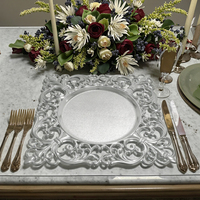 Assiettes carrées en plastique doré de 13 pouces Assiette à dîner de banquet à bords creux vintage Assiettes de décoration de mariage