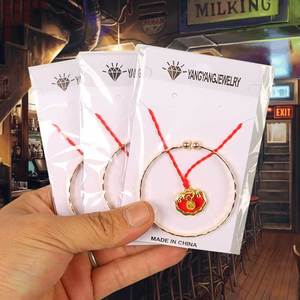 Yangyang Jewelry <b>Red</b> Fortune Pendant <b>Bracelet</b> Gold Plated Chinese Style Women's Everyday Wear Jewelry Made In China - Product Image 1
