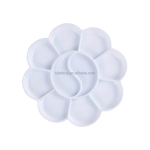Artecho Custom 11cm Palette plastique en forme de fleur blanche Outil de <span class=keywords><strong>peinture</strong></span> acrylique aquarelle <span class=keywords><strong>gouache</strong></span> à l'huile de petite taille - Product Image 1