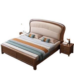Lit King en noyer Lit Queen avec tiroir Sac souple Lit de rangement à pression d'air Meubles de chambre à coucher - Product Image 2